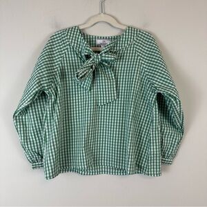 CPC Childrenswear | Green Tie Neck Gingham Long Sleeve Top Size 6 NWT